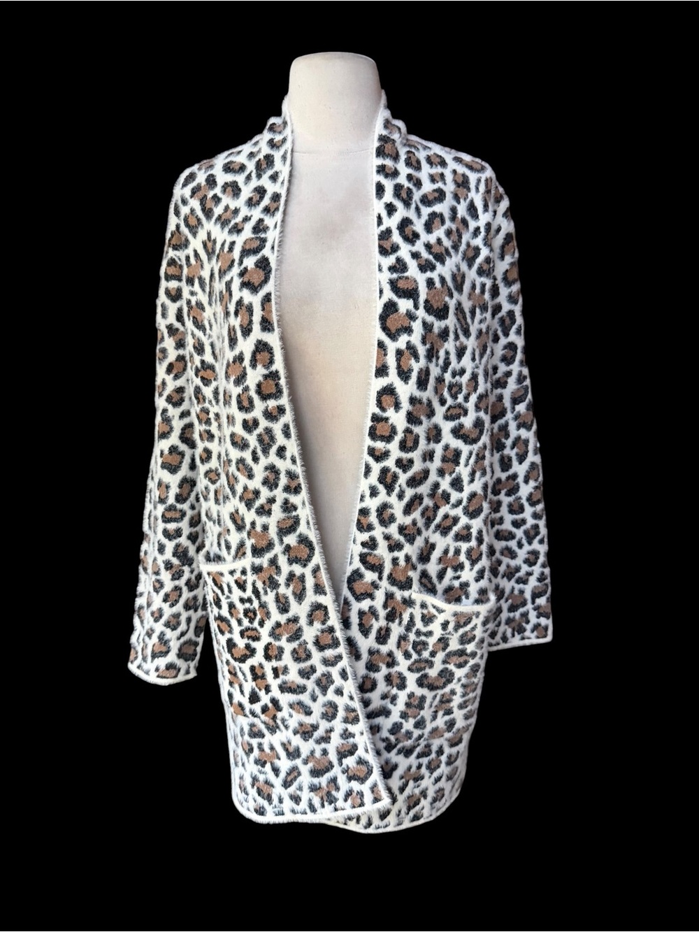 NWT Kamana Oversized Leopard Print Open-Front Cardigan